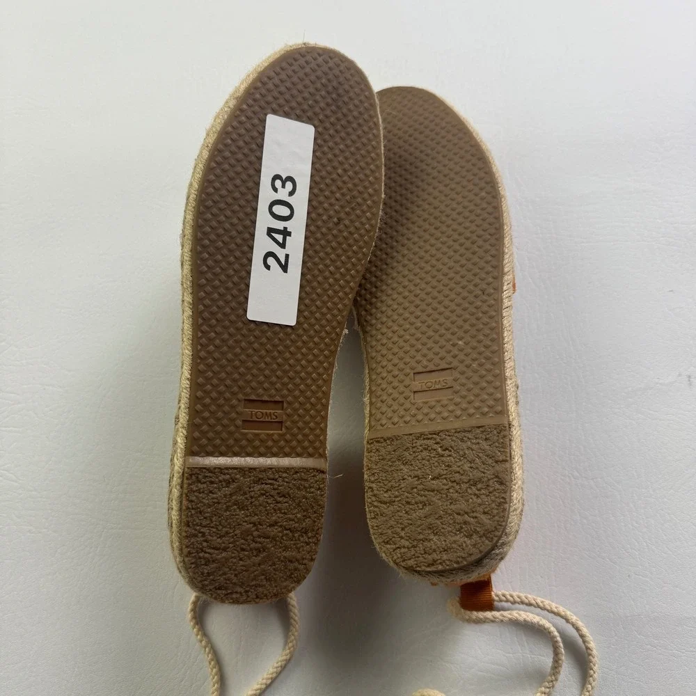 TOMS Valencia Burnt Orange Suede Lace Up Tassel Espadrille Flats Womens 9.5